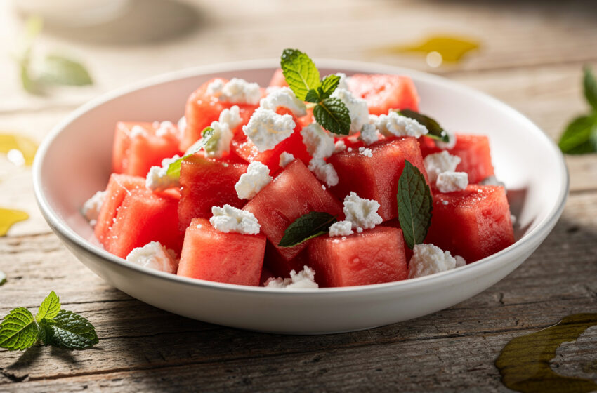 Salade de pastèque, féta et menthe – Recette Rafraîchissante pour l’été