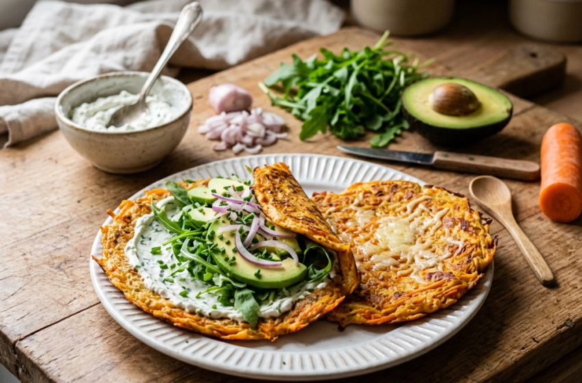 image générée par ia. deux wraps de légume dans une assiette sur une table de cuisine