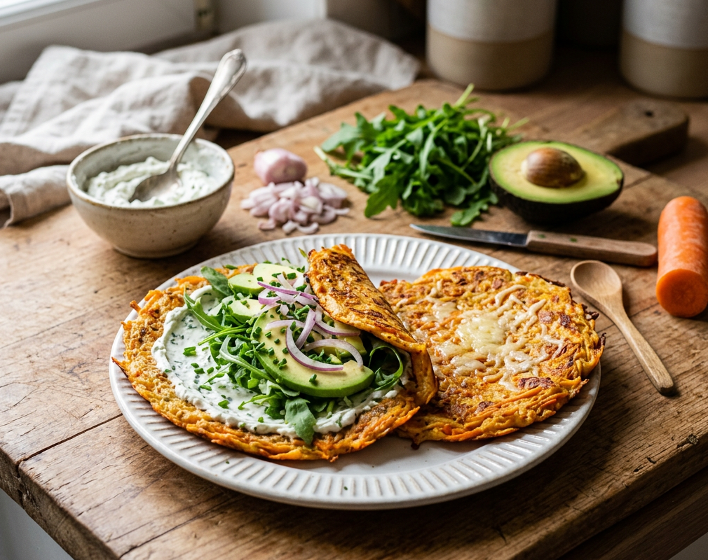 image générée par ia. deux wraps de légume dans une assiette sur une table de cuisine